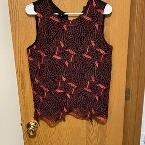 Banana Republic sleeveless lace front top Size M Black and rust EUC